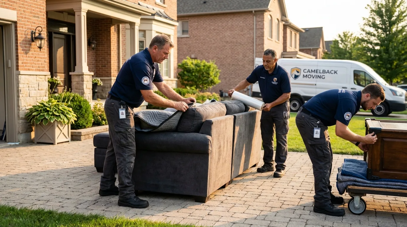 Large estate moving crew wrapping furniture in Dallas, NC